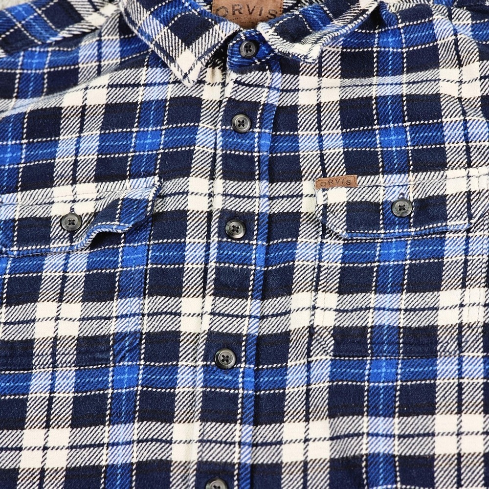 Orvis Shirts Mens Large Lot 2 Blue Plaid Flannel Long Sleeve Button Up Outdoor - Picture 9 of 14